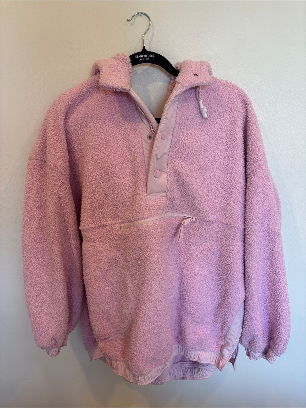 Free People Pink Fleece Quarter-Snap Pullover
